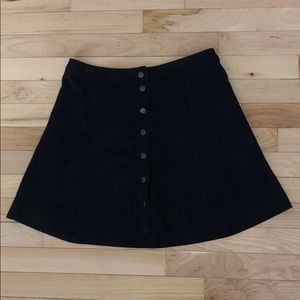 Button down black suede skirt